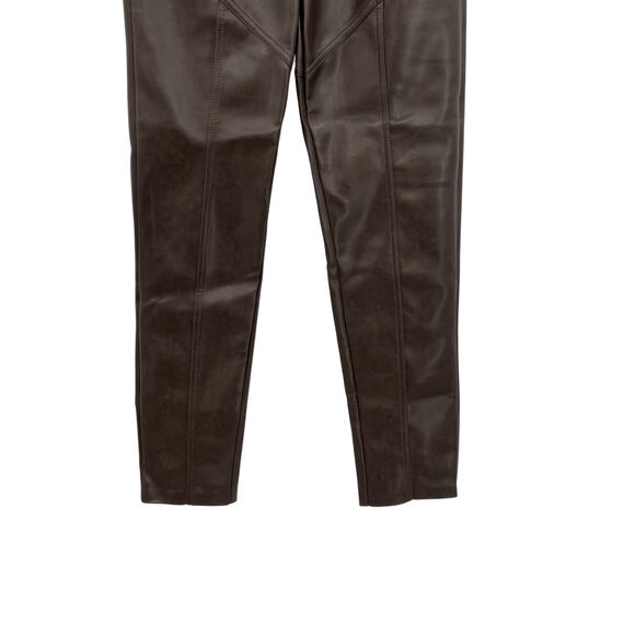 Aritzia Wilfred Rebel Pants Vegan Faux Leather Straight Leg Brown Size 0 - Picture 7 of 13